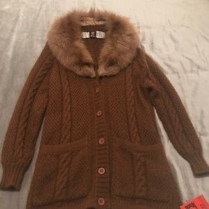 NWT Vintage Anne Klein Sweater with fur collar